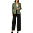 thumbnail image 2 of INSPIRE CHIC Women's Faux Suede Blazer Lapel Collar Long Sleeves Wear-to-Work Jacket XS Army Green, 2 of 6