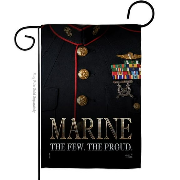 Angeleno Heritage G135137-BO 13 x 18.5 in. Dress Blue Marine Garden Flag with Armed Forces Corps Double-Sided Decorative Vertical Flags House Decoration Banner Yard Gift