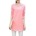 thumbnail image 1 of Women's O-Neck Long Shirts Casual Long Sleeve Tops Fashion Women T Shirt Female Tops Pink M, 1 of 2