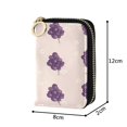 thumbnail image 4 of PU Leather Zip Card Holder Women's Card Case Zipper Card Case Compact & Lightweight Grapes and Flowers Pattern, 4 of 7