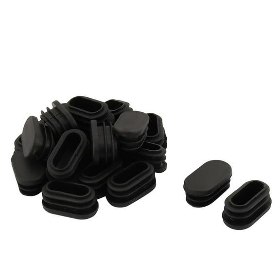 Uxcell Plastic Oval Design Tube Insert End Blanking Cover Cap Black 40 x 20mm 20 Pcs