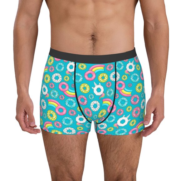 Saiise Donut Print Men’s Boxer Briefs, Soft and Comfortable Underwear with Moisture-Wicking Fabric for All-Day Wear-XX-Large