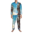 thumbnail image 3 of Kdxio Blue Sky Winged Cat Men’s Pajama Set Pajamas For Men 2 Piece PJ Set with Men Pajama Pants and Long Sleeve T-Shirt Lounge Set-X-Large, 3 of 7