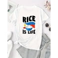 thumbnail image 4 of T-Shirt de Sport Décontracté Simple à Manches Courtes et Col Rond Imprimé Motif Riz pour Femmes, Confortable pour l'Été, 4 of 8
