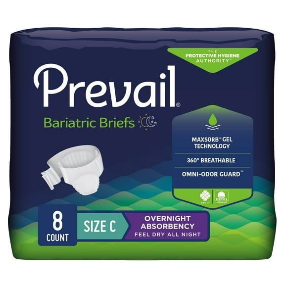 Prevail Bariatric Adult Incontinence Brief Bariatric Size C Heavy Absorbency Bariatric, PV-110, 4 Ct