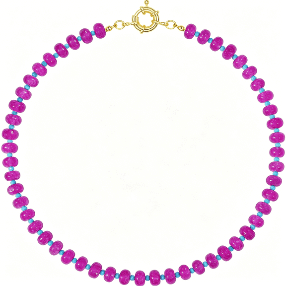 DESIGNICE Beaded Gemstone Necklaces for Women,Boho Colorful Bead Choker Necklace,Natural Stone Handmade Summer Jewelry for Beach
