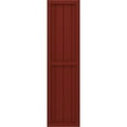 thumbnail image 4 of Ekena Millwork 14"W x 38"H Americraft Four Board Exterior Real Wood Two Equal Panel Framed Board-n-Batten Shutters (Per Pair), Pepper Red, 4 of 9