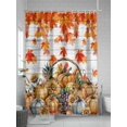 thumbnail image 5 of Fsddascl Thanksgiving Shower Curtain Set - 48" x 72" Washable Bathtub Curtain with 12 Hooks, Autumn Pumpkin Sunflower Maple Leaf Wood Waterproof Fabric Stall Shower Curtains for Bathroom/Bathtub, 5 of 6