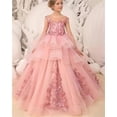 thumbnail image 3 of Drtj Girl's Elegant Tulle Flower Girl Dress - Lace Applique First Communion & Pageant Gown, Princess Ball Gown for Weddings, Parties & Special Occasions, 3 of 6