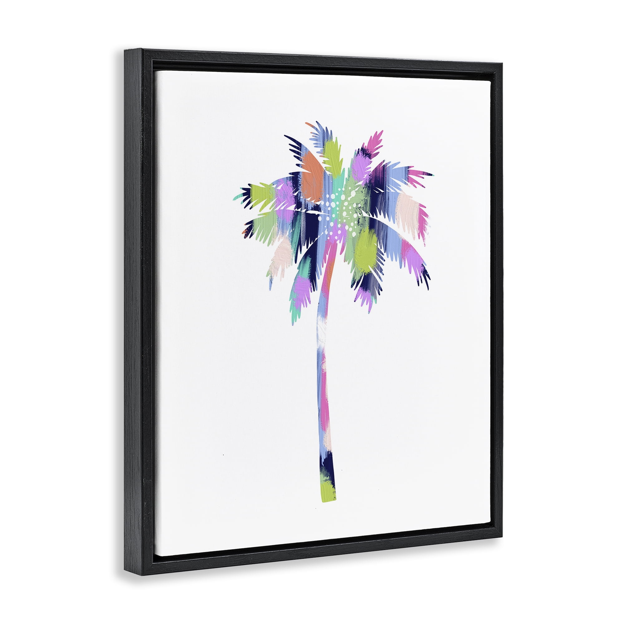 Stupell Industries Patterned Palm Tree Botanical & Floral Painting Black Floater Framed Canvas Art Print Wall Art, 25 x 31