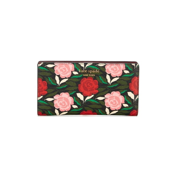 Kate Spade New York Women's Morgan Rose Garden Slim Bifold Wallet (Black Multi)