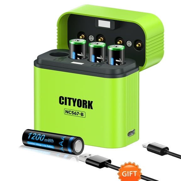 Rechargeable AAA Batteries Lithium with Charger,4 Pack 1.5V 1200mWh Triple A Rechargeable Battery,Long Lasting Pilas Recargables AAA Battery with 4 Bay Charging Storage Box for 1.5V Li-on AAA Battery