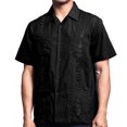 thumbnail image 2 of Guayabera Men's Cuban Beach Wedding Short Sleeve Casual Dress Shirt Black M, 2 of 3