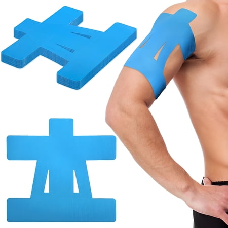 XIRQI 15 Pcs Kinesiology Tape for Shoulder Precut Elastic Breathable Athletic Sports Kinesiology Tape for Rotator Shoulder Stability and Muscle Support (Blue)