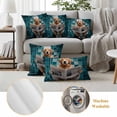 thumbnail image 6 of Funny Dogs Outdoor Waterproof Pillow Covers, Animal Sitting on Toilet Reading Newspaper Decorative Square Throw Pillowcase Sofa Cushion Sham for Patio/Couch/Chair, 26"x26" 2 Pack, 6 of 8