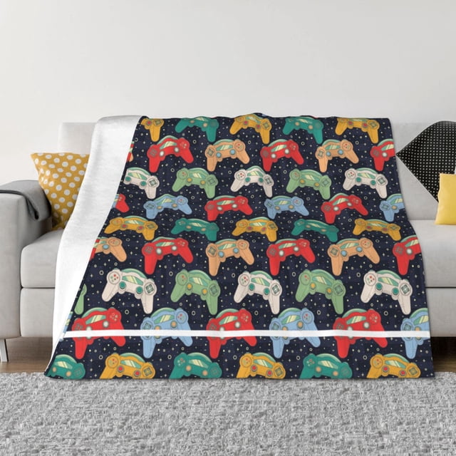 Fotbe Retro Video Game Manta de Franela con Estampado, Manta Ultrasuave para Cama, Sofá, Auto, Hipoalergénica y Antibolitas-60"x50"