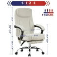 thumbnail image 3 of JONPONY Big and Tall Office Chair 500LBS Executive Office Chair Massage and Footrest Ergonomic Computer Desk Chair Reclining High Back Leather Office Chair Lumbar Back Support Swivel Rolling,White, 3 of 17