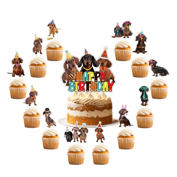25 Piezas De Decoración Para Tartas De Perro Salchicha, Decoración Para Cupcakes, Decoración Para Tartas De Perro Salchicha Para Decoraciones De Fiesta De Perro Salchicha, Suministros Para Fiesta De C