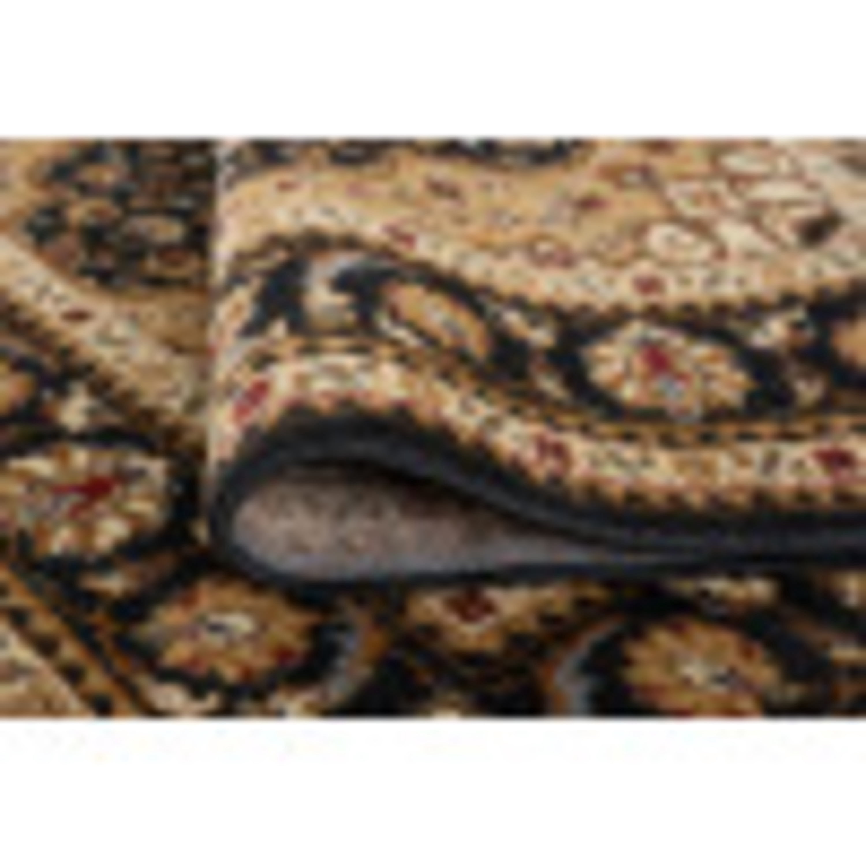 Traditional Area Rug (5'3'' Round) Oriental Black, Gold Indoor Round Easy to Clean