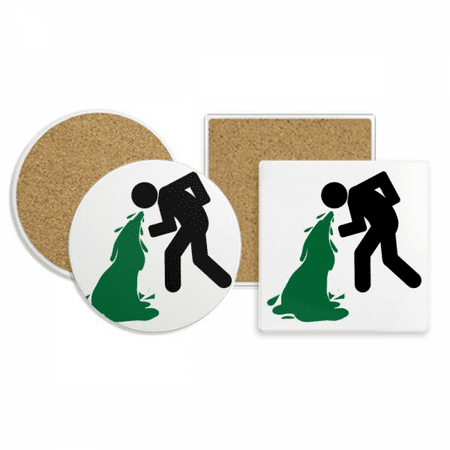 

Voting Nausea Green Person Coaster Cup Mug Holder Absorbent Stone Cork Base Set