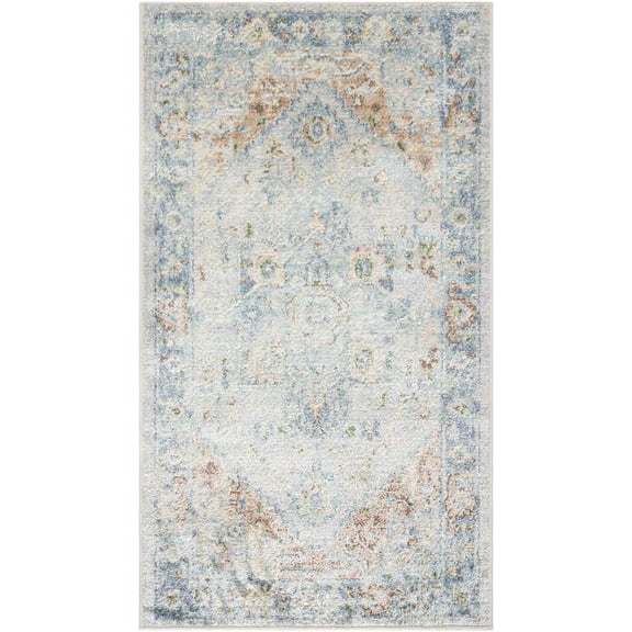 Mark&Day Washable Rugs, 5x7 Estill Traditional Slate Area Rug, Silver Blue Brown Carpet for Living Room, Bedroom or Kitchen (5'3" x 7', Machine Washable)