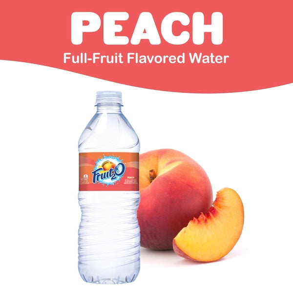 Fruit 2 O Peach Flavored Water, 16 fl oz Bottles, 24 Pack | Naturally Flavored Zero Calorie Water Beverage