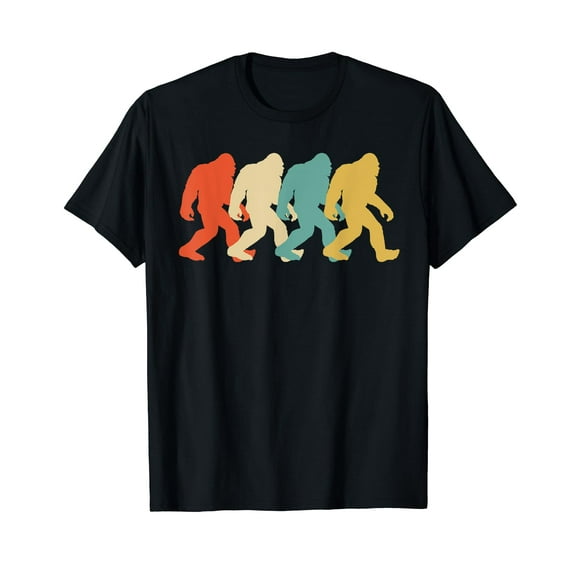 Bigfoot Silhouette Retro Pop Art Sasquatch Graphic T-Shirt