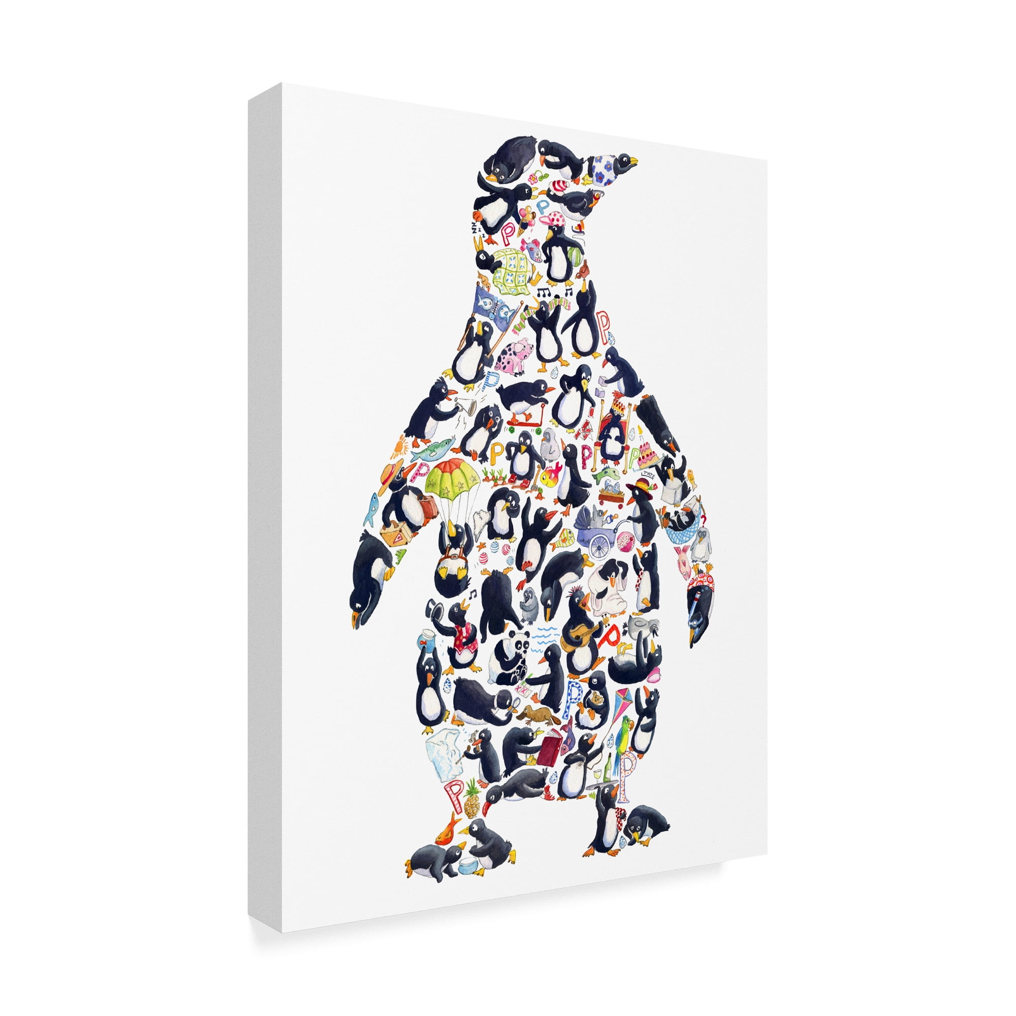 Trademark Fine Art 'Penguin Collage' Canvas Art by Louise Tate