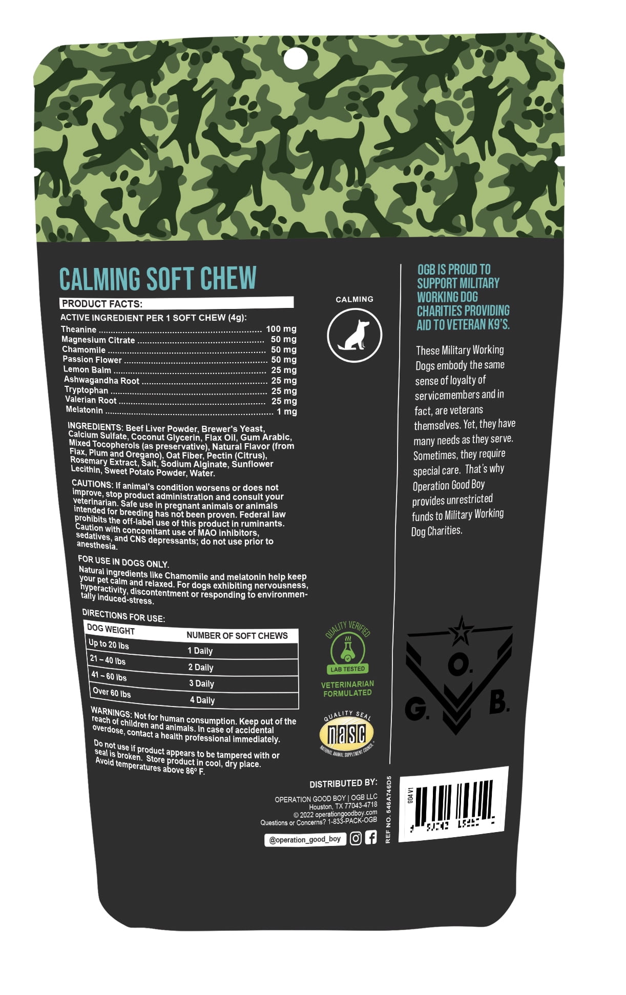 (6 pack) Operation Good Boy: Calming & Stress Support Supplements, Beef Liver Flavor Soft Chews, 60 Count