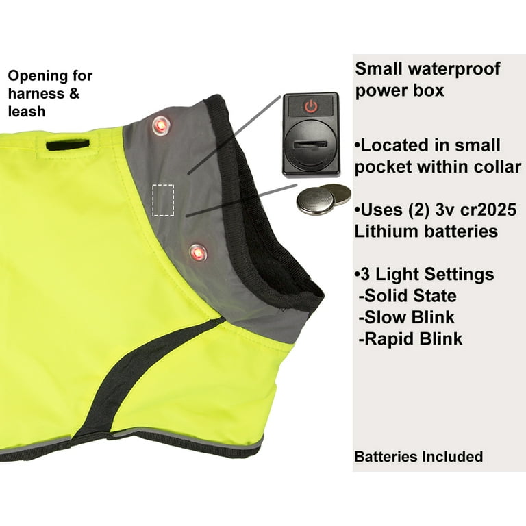 Light Up LED Waterproof Reflective Trim Dog Jacket with Belt