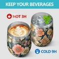 thumbnail image 4 of 12oz Stemless Wine Tumblers Pioneer Flower Floral Print Pattern Vacuum Insulated Stainless Steel Travel Tumbler Cups Mug with Lid and Straw for Champaign,Cocktail,Beer with Cleaning Brush, 4 of 5