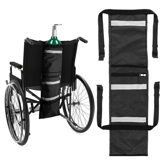YXMEIGUO Oxygen Tank Holder for Wheelchair, Portable Oxygen Cylinder Bag for Travel, Transport Bag Carrier Accessories Bag for Walker, Rollator, Scooter, Fits Most Oxygen Cylinders, Black
