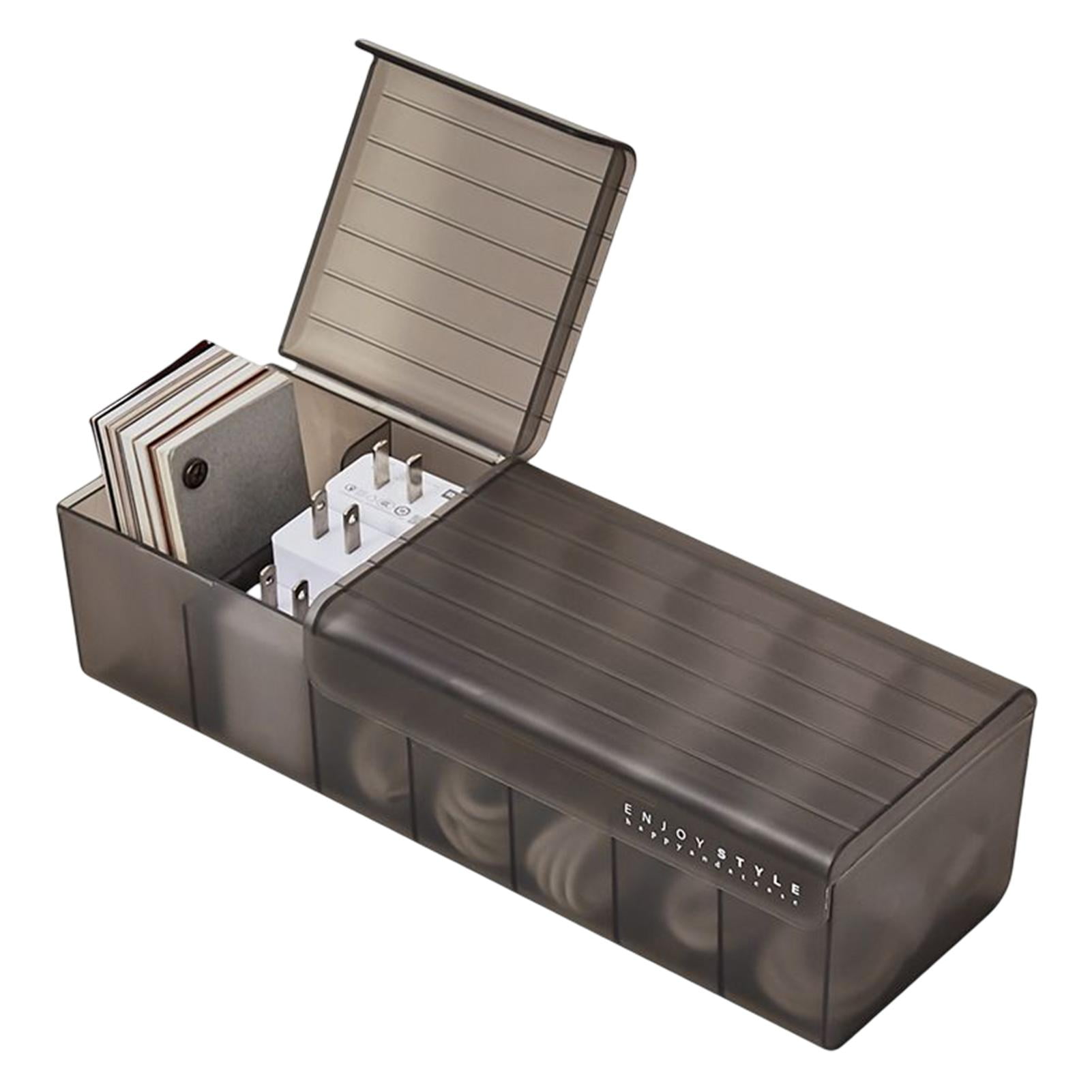 Cable Management Box Clear Charge Cable Organizer Box with Dual Lids