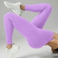 thumbnail image 5 of Stamzod Womens Leggings Tummy Control Ribbed Knit Workout Leggings Casual High Waisted Gym Yoga Pants for Women Purple M, 5 of 7