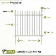 41in H x 44in W (2 Panels) No Dig Zippity Burbank Fence Panel Kit, No Dig Fence Panels, White Vinyl Fences for Yard, Temporary Fence for Backyard, White Picket Fence Garden Border, DIY Fence ZP19057