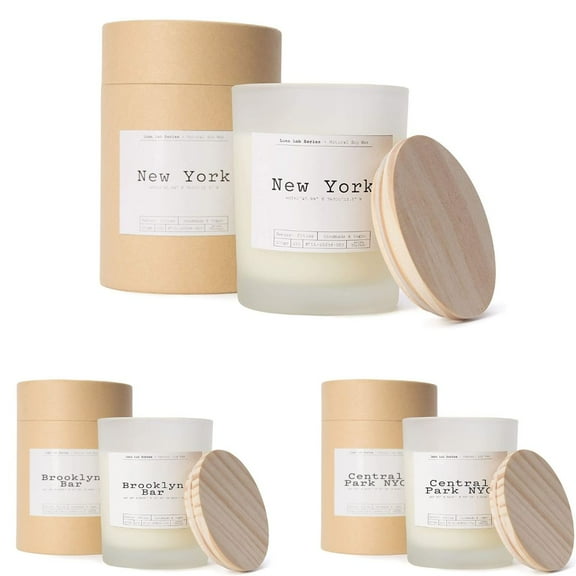 Lumaland Set of  3 Scented Jar Candles, 100% Vegan Soy Wax, New York City Memories