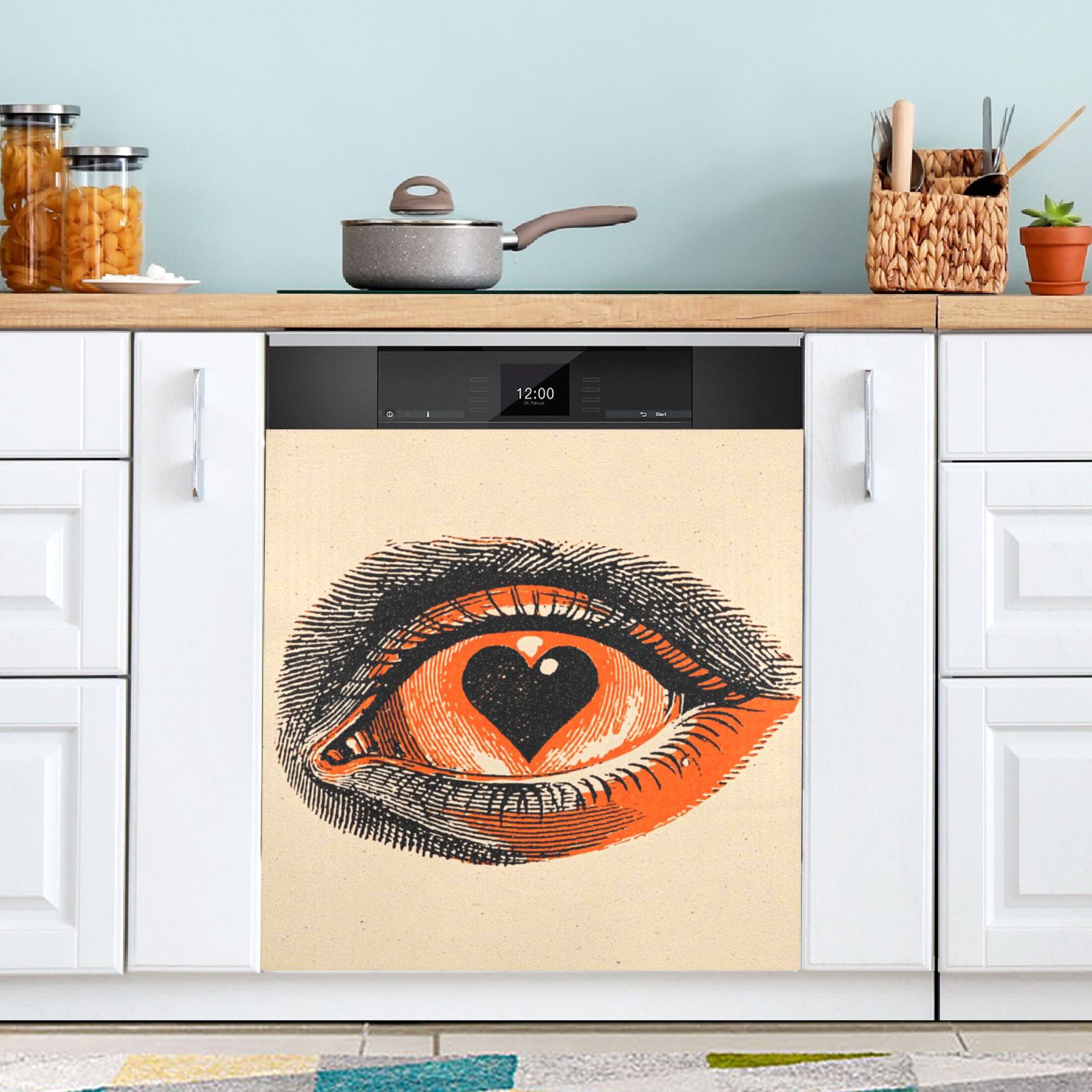 IAUYY Magnetic decorative sticker - 23x26 Inch PVC Refrigerator Decorative Cover, Removable DIY Art for Kitchen Appliances A Heart-shaped Eye