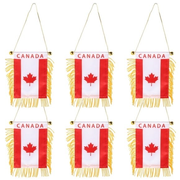 6pcs Canada Flag Car Window Hanging Flag Small Banners Car Mini Flags Banners