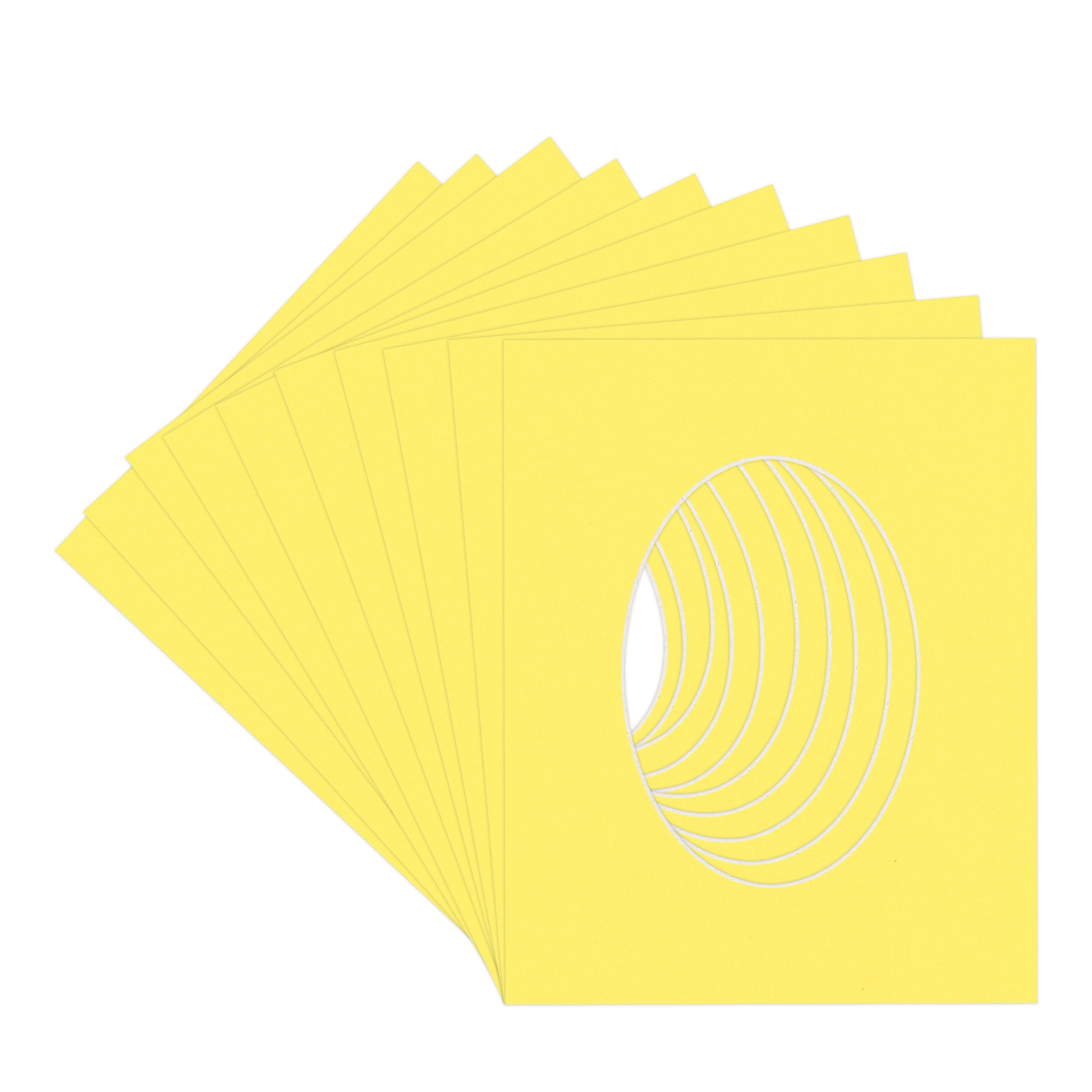 Yellow Picture Frame Mat for 18x24 Frames - Oval Opening for 13x19 Photos - 10 Mats