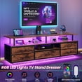 thumbnail image 6 of Plonmago 5 Drawers TV Stand with Mount for 45/55/65/70 inch TVs, 51.2" LED TV Stand with Power Outlets & Storage,TV Console Table for Bedroom, Rustic Brown, 6 of 7