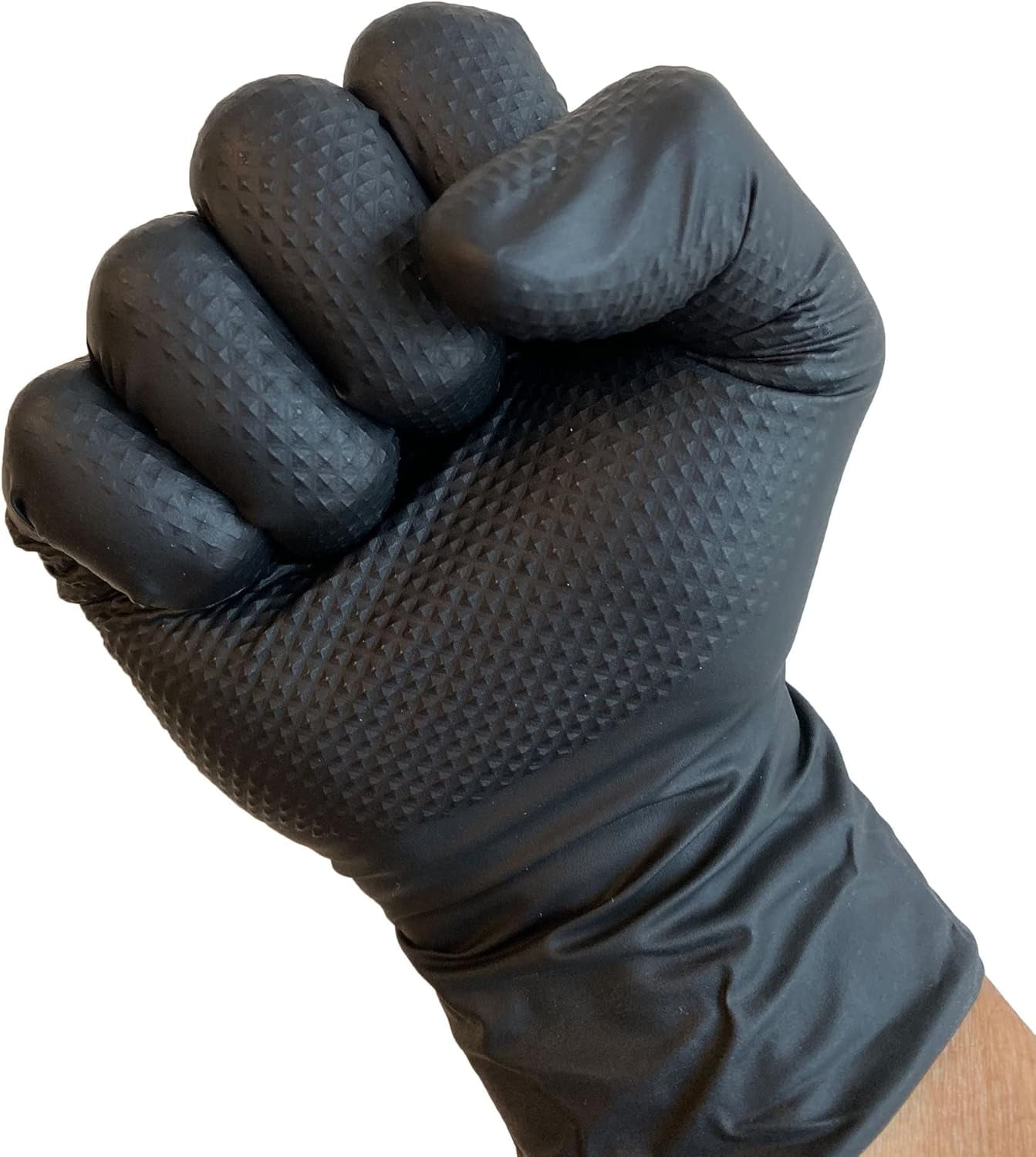 Denco Griptensity Commercial Grade Nitrile Gloves, Black, 7MIl, Diamond Texture, XL, 10 Boxes