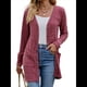 thumbnail image 3 of Cárdigan de Punto Suave para Mujer, Moda Otoño 2025, Abrigo de Larga Abierto con Bolsillos. Rojo Vino S, 3 of 10