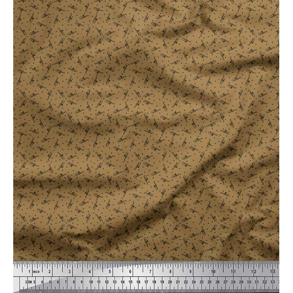 Soimoi Cotton Duck Fabric Triangle & Saxophone Musical Instrument Print Fabric by The Yard 42 Inch Wide