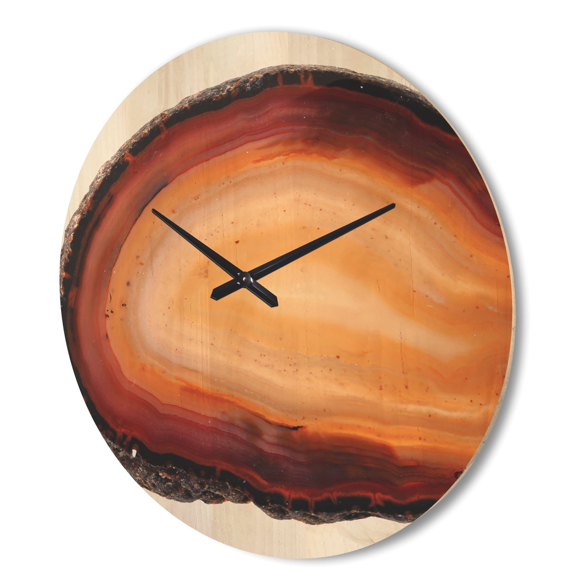 Designart 'Abstract Brown agate isolated ' Modern Wood Wall Clock