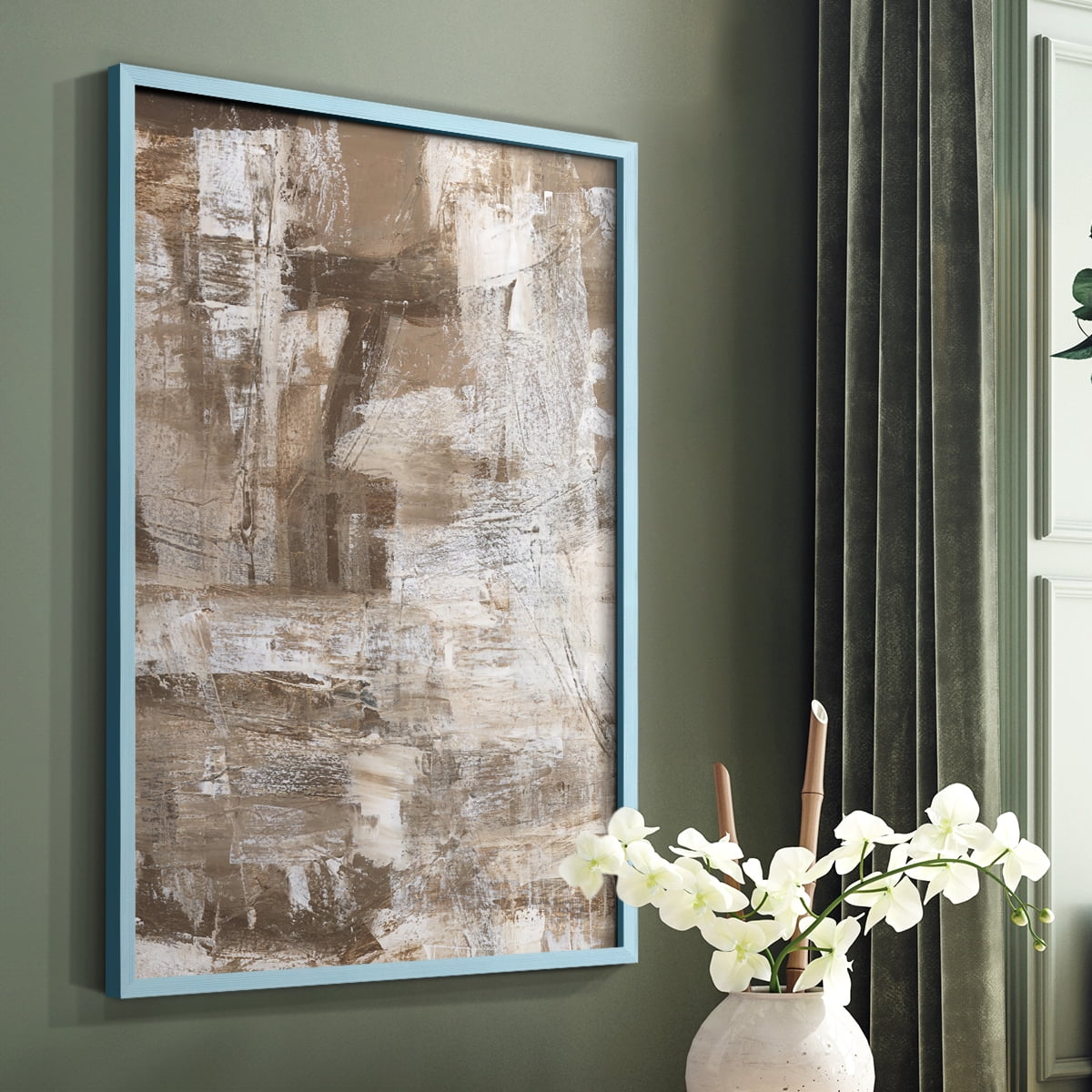 Bronzed II Framed Print in Blue Solid Wood Framed Print No Nail Hanging
