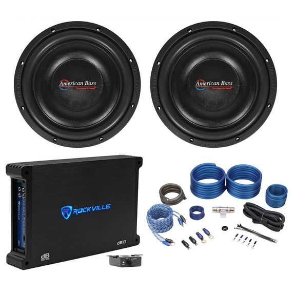 (2) American Bass SL-104 10" 600w Shallow Slim Car Subwoofers+Amplifier+Amp Kit