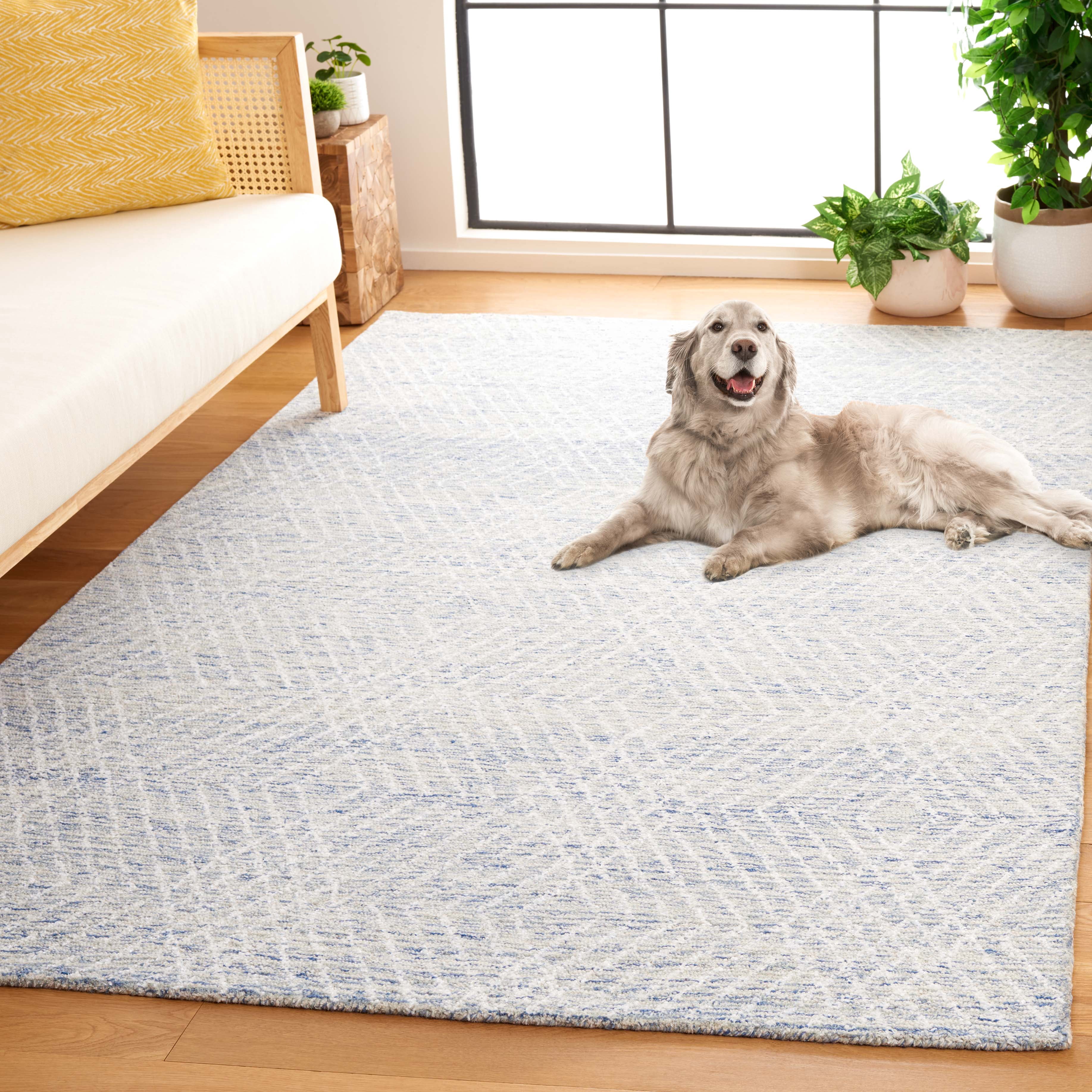 SAFAVIEH Abstract Dania Diamond Area Rug, Blue/Ivory, 3' x 5'