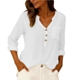 thumbnail image 5 of Blouses For Women Summer Trendy Plus Size Blouses For Women Dressy Workout 3/4 Sleeve Shirts For Women Long Women'S Blouses & Button-Down Shirts Dressy V Neck T Shirts For Women Plus Size, 5 of 7