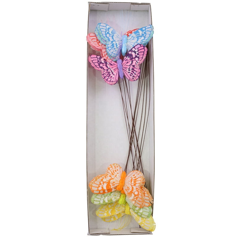 Reliant Ribbon - 67217-OP1-Q, Pastel Glit Butterfly 1dz Rd Floral