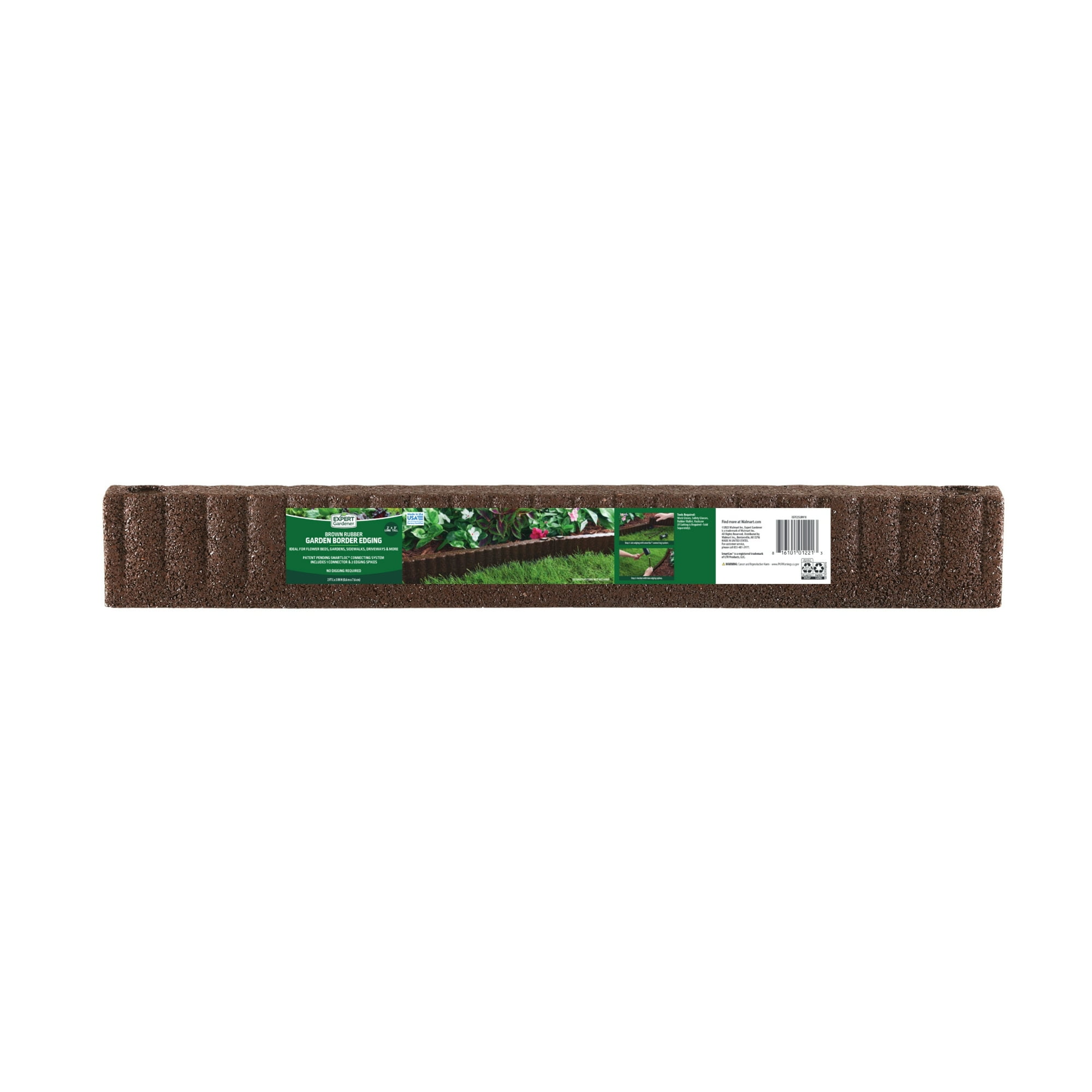 Expert Gardener Brown Recycled Rubber Garden Border Landscape Edging, 2 ft x 3 in